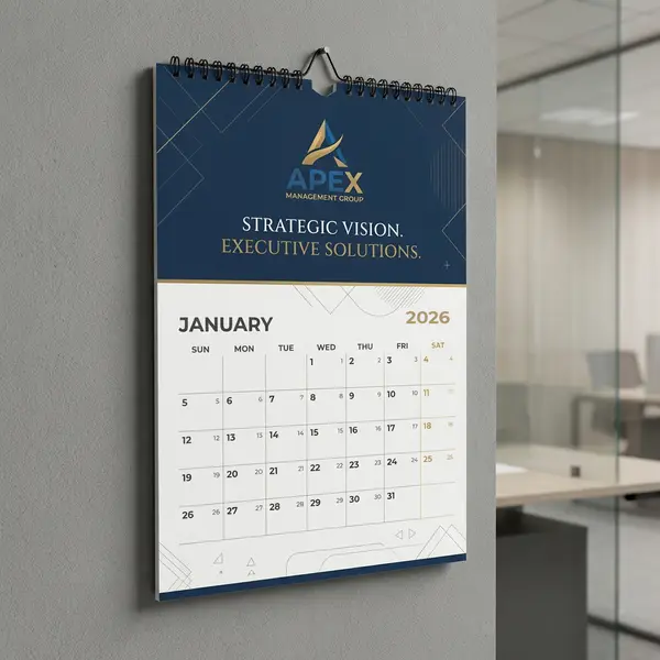 Custom wire-o bound calendar with top binding and flip style layout