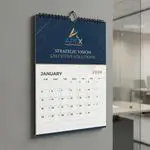 Custom wire-o bound calendar with top binding and flip style layout