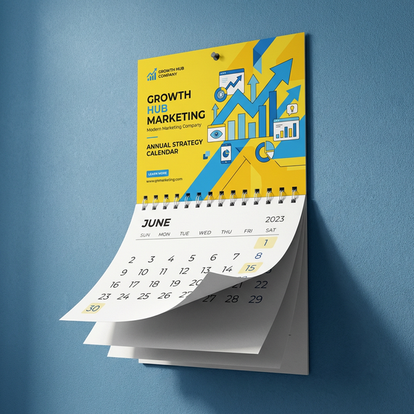 Example of printed calendar pages with clean typography and formatting