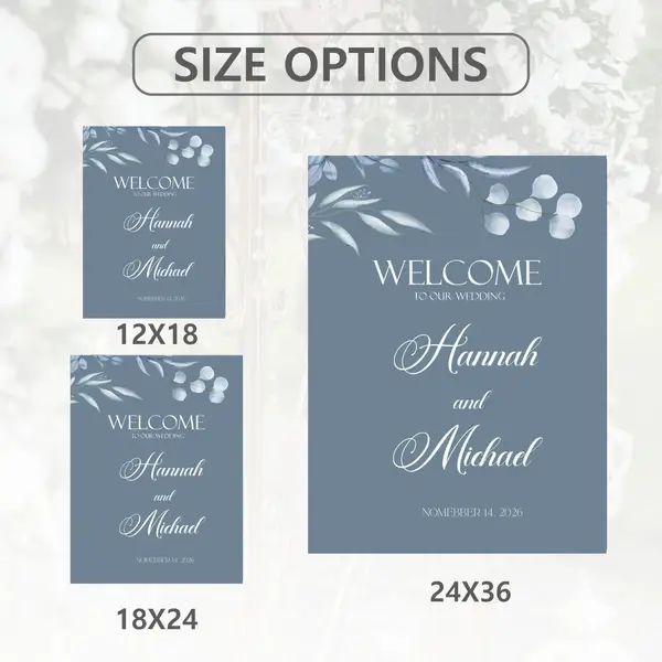 Dusty Blue Wedding Welcome Sign 5