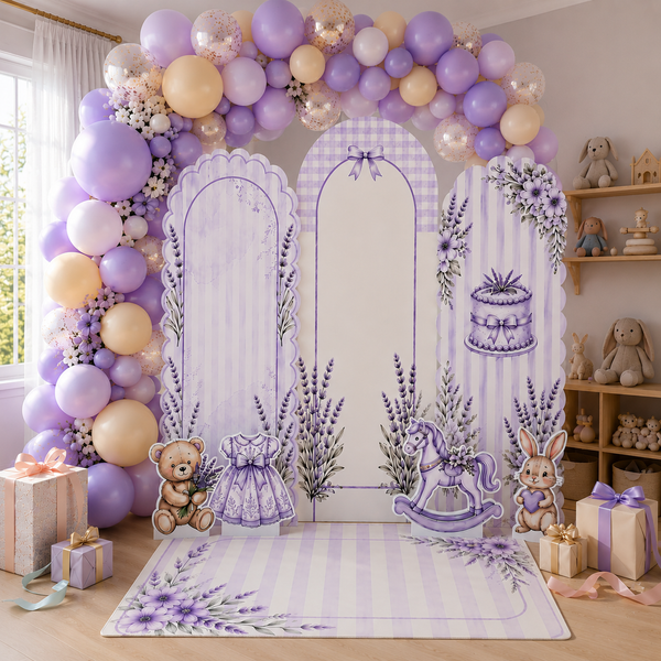 Lavender Dreams 7-piece backdrop set in garden