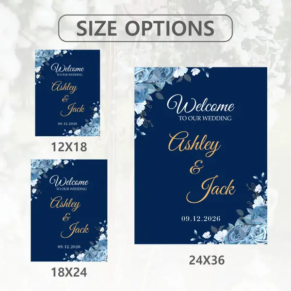 Navy & Gold Wedding Welcome Sign 4