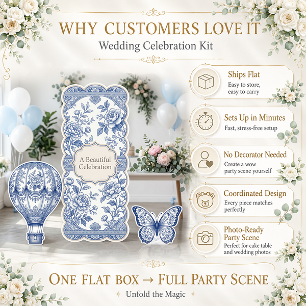 Beautiful Celebration Blue Floral Backdrop Set 7