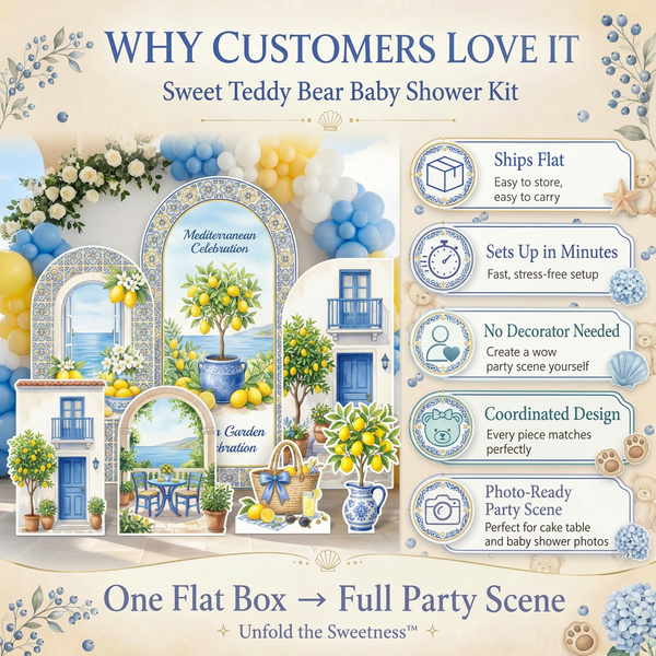 Mediterranean Lemon Garden Backdrop Set 4