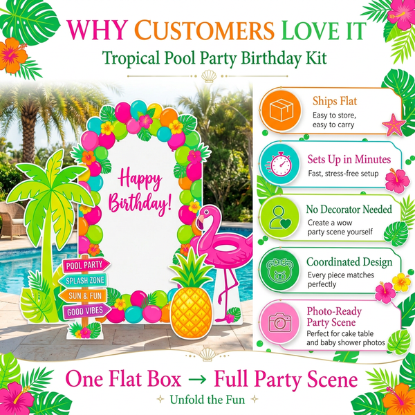 Happy Birthday Pool Party Backdrop Set 5