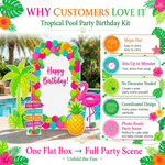 Happy Birthday Pool Party Backdrop Set 5