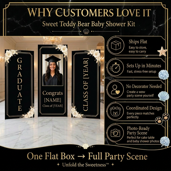 Personalized Black Gold Graduation Backdrop Set 5