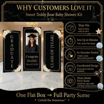 Personalized Black Gold Graduation Backdrop Set 5