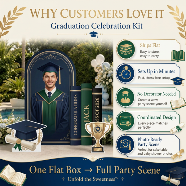 Personalized Navy Green Graduation Backdrop Set 5