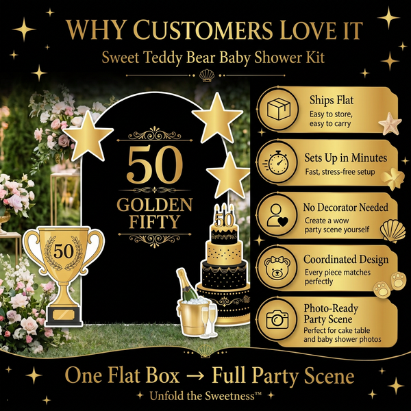 Golden Fifty 50th Birthday Backdrop Set 6