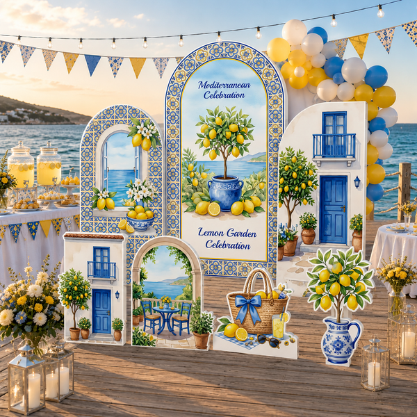 Mediterranean Lemon Garden Backdrop Set
