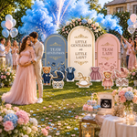 Little Gentleman or Little Lady Gender Reveal Backdrop Set 8