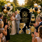 Golden Fifty 50th Birthday Backdrop Set 7