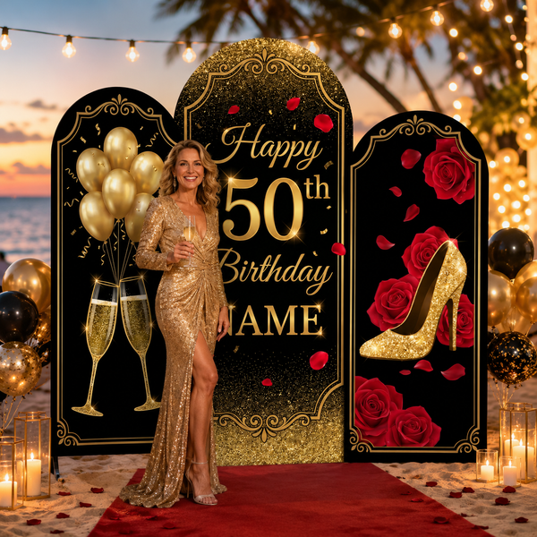 Personalized Happy 50th Birthday Backdrop Set