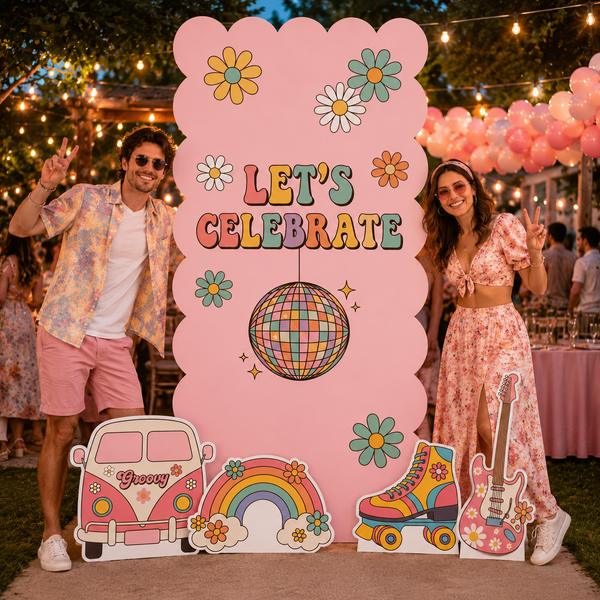 Groovy Let's Celebrate Backdrop Set