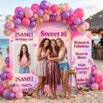 Personalized Sweet 16 Backdrop Set with Photo 9