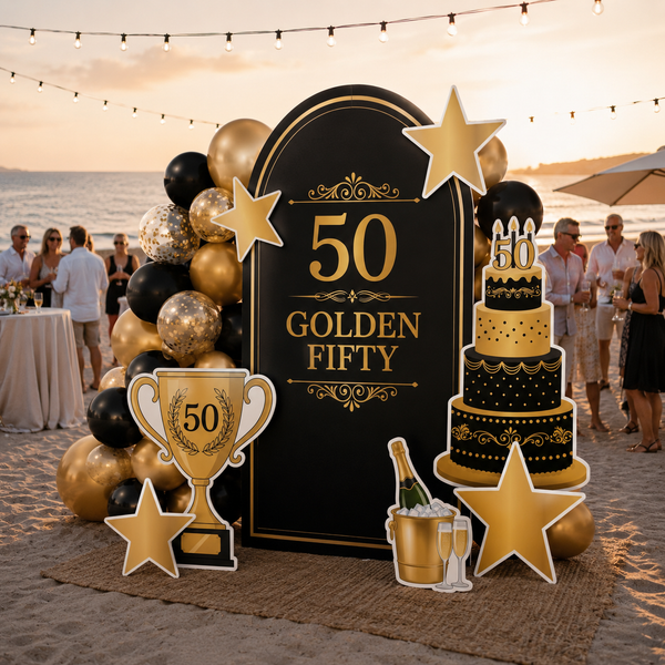 Golden Fifty 50th Birthday Backdrop Set 11