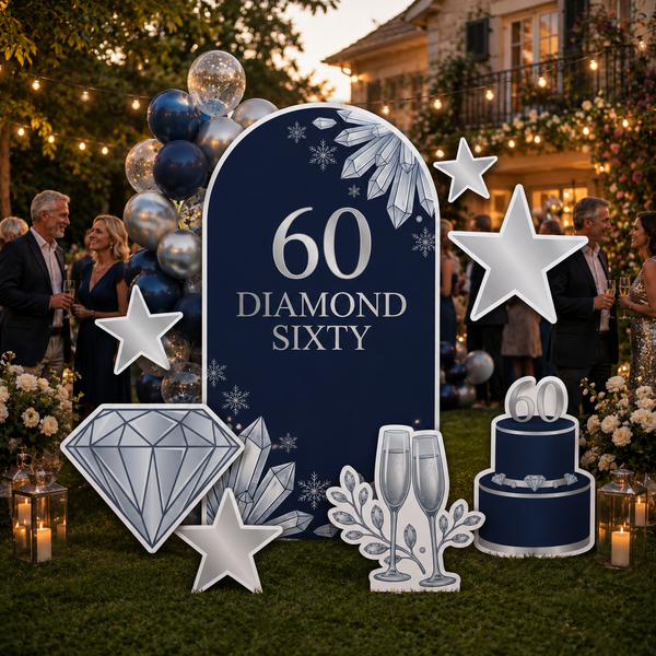 Diamond Sixty 60th Birthday Backdrop Set