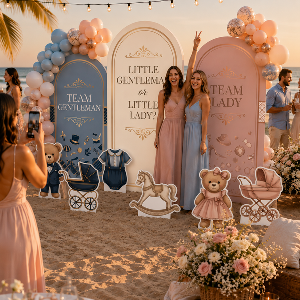 Little Gentleman or Little Lady Gender Reveal Backdrop Set 10