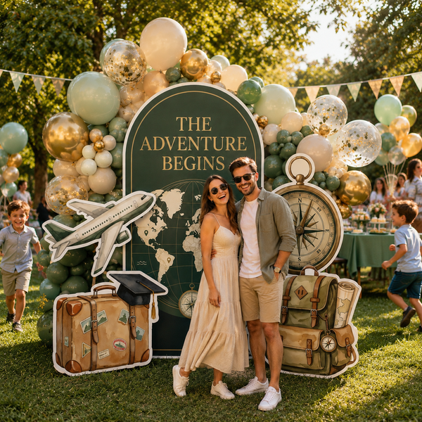 The Adventure Begins Graduation Backdrop Set