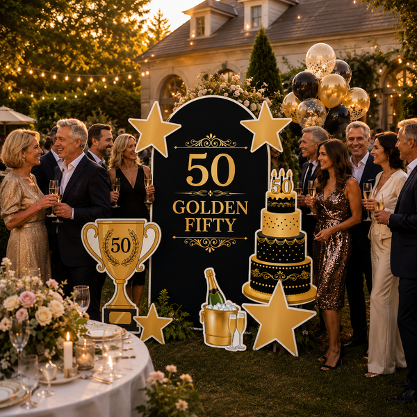 Golden Fifty 50th Birthday Backdrop Set 9
