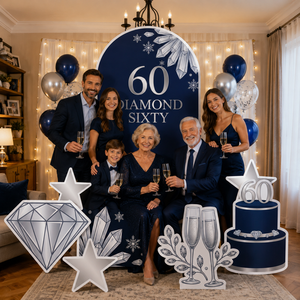 Diamond Sixty 60th Birthday Backdrop Set 5