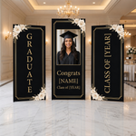 Personalized Black Gold Graduation Backdrop Set 1