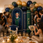 Personalized Navy Green Graduation Backdrop Set 8