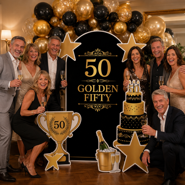 Golden Fifty 50th Birthday Backdrop Set