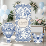 Beautiful Celebration Blue Floral Backdrop Set 1