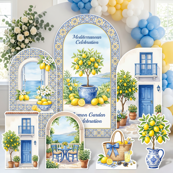 Mediterranean Lemon Garden Backdrop Set 1