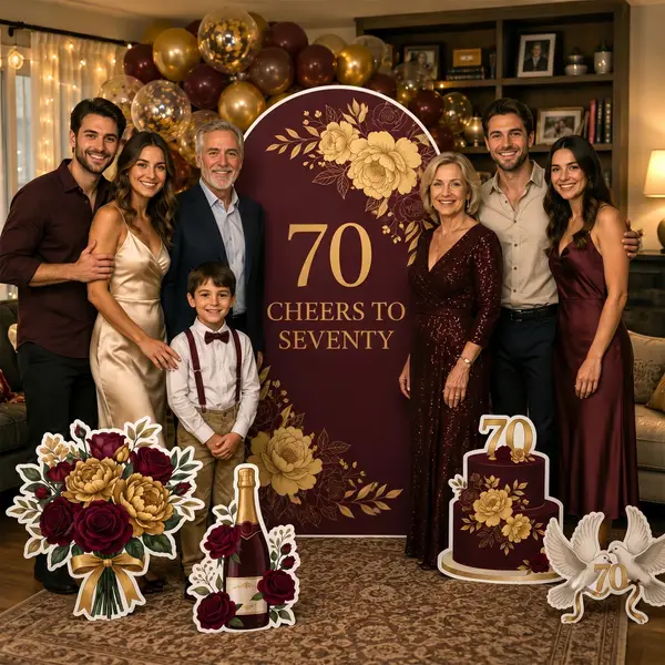 Cheers to Seventy 70th Birthday Backdrop Set 9