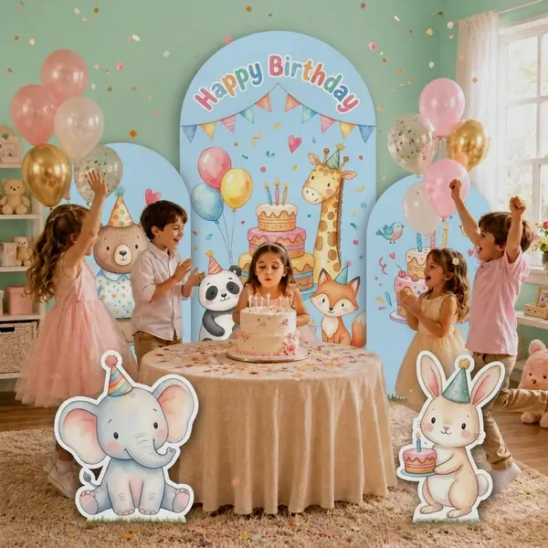 Happy Birthday Animal Backdrop Set 6