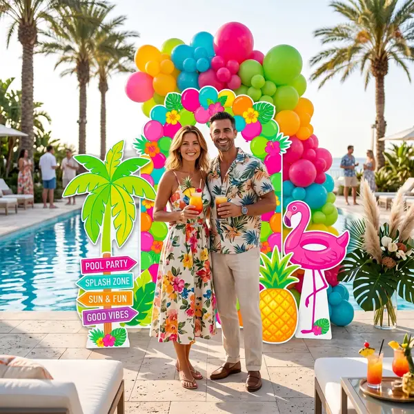 Happy Birthday Pool Party Backdrop Set 10
