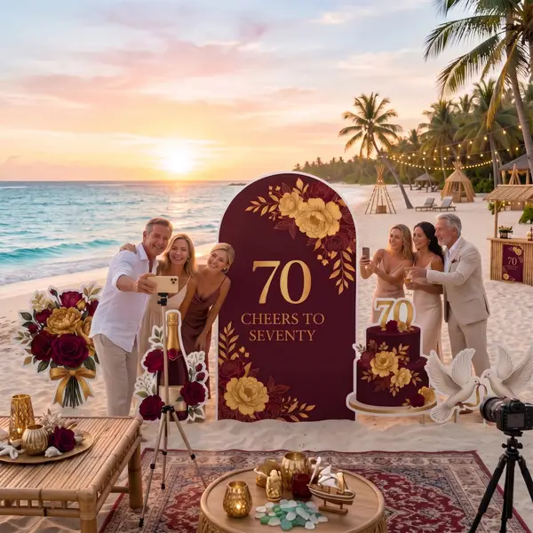Cheers to Seventy 70th Birthday Backdrop Set