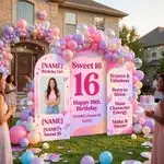 Personalized Sweet 16 Backdrop Set with Photo 10