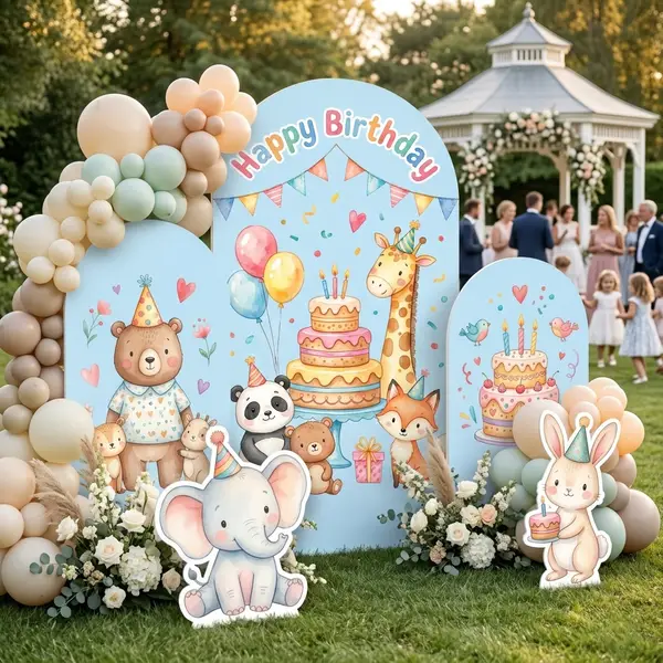 Happy Birthday Animal Backdrop Set 8