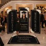 Personalized Black Gold Graduation Backdrop Set 6
