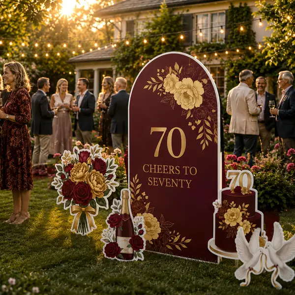 Cheers to Seventy 70th Birthday Backdrop Set 10