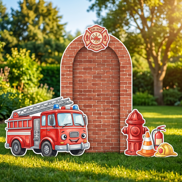 Fire Dept Birthday Backdrop Set 1