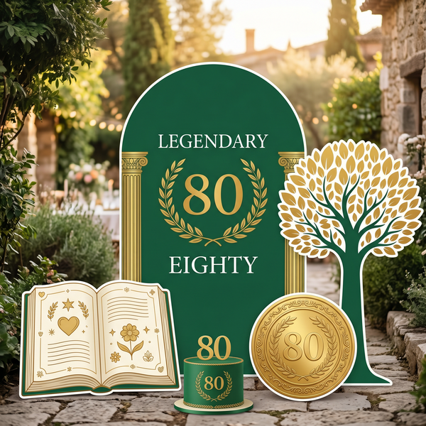 Legendary Eighty 80th Birthday Backdrop Set 1