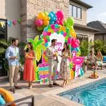 Happy Birthday Pool Party Backdrop Set 12