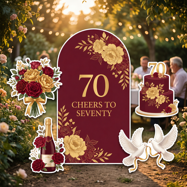 Cheers to Seventy 70th Birthday Backdrop Set 1