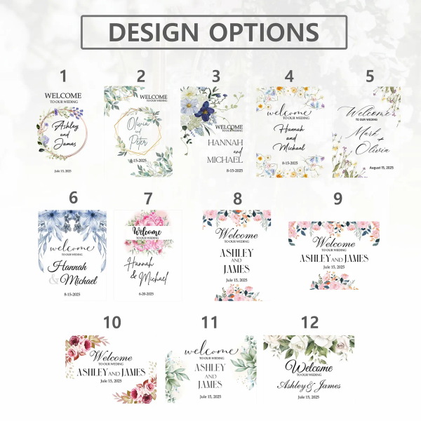 Floral Frosted Wedding Sign 3
