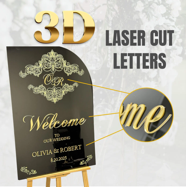 Acrylic Wedding Sign with 3D Gold Names 1