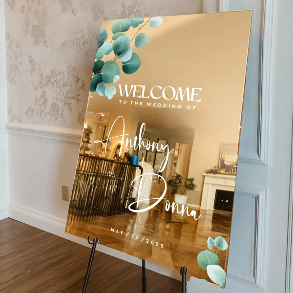 Floral Mirror Wedding Sign 1