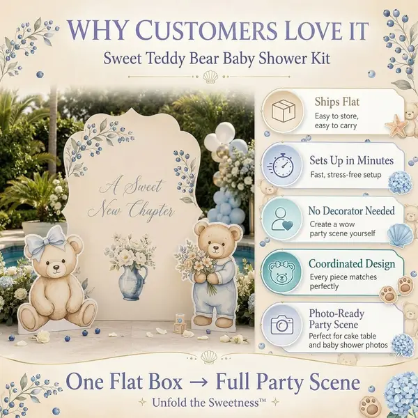 A Sweet New Chapter Baby Shower Backdrop Set 6