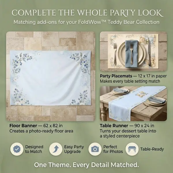 A Sweet New Chapter Backdrop Set Optional Add-Ons – Floor Banner, Party Placemats, Table Runner
