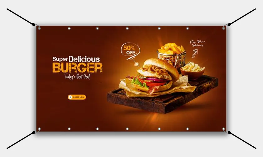 Custom same-day 13 oz vinyl banners – glossy or matte finish with grommets, durable for indoor and outdoor events in Jersey C