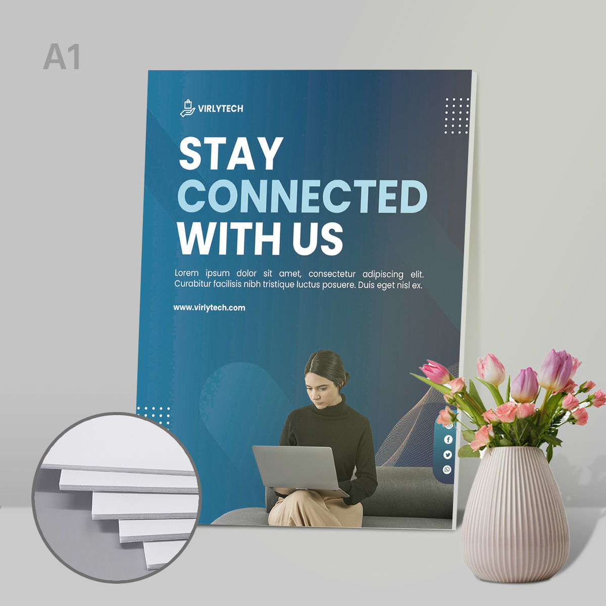 Custom foam board signs with full-color graphics for indoor displays